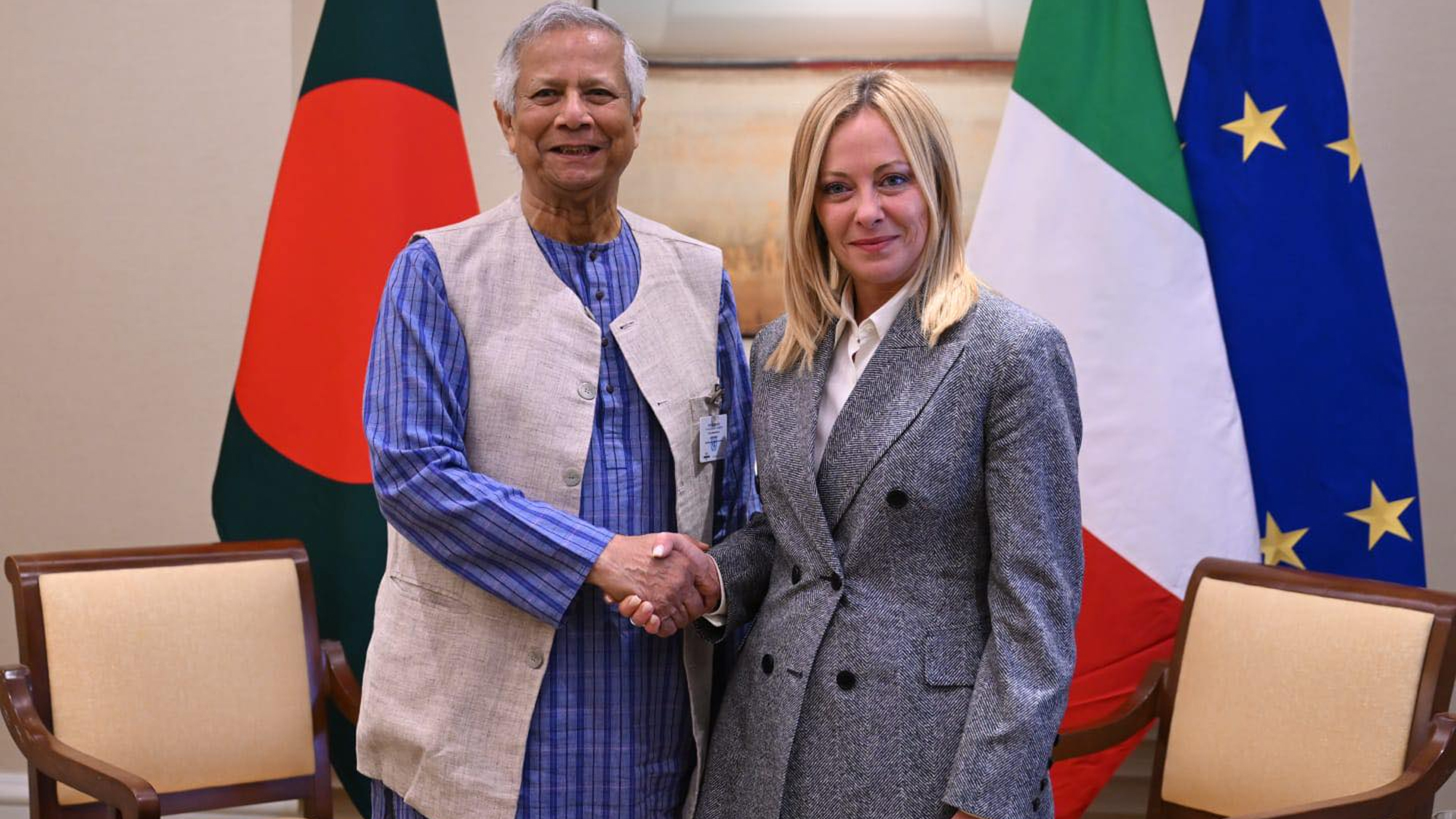 প্রধান উপদেষ্টার সঙ্গে ইতালির প্রধানমন্ত্রীর বৈঠক