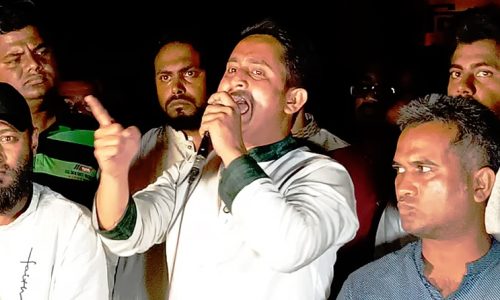 পঞ্চগড় থেকে বাংলাবান্ধা পর্যন্ত লংমার্চ শেষে বক্তব্য দেন এনসিপি নেতা সারজিস আলম।